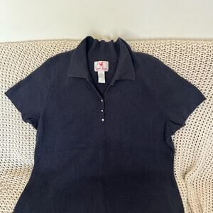 Y2K Plus Size Ribbed Polo Sweater